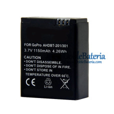 Batería para GoPro AHDBT-201 301 302 HD HERO 2 3 1150mAh - Batería de repuesto